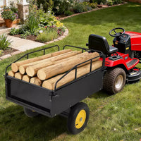 Remorque à benne ATV/UTV 750 lbs capacite 15 pieds cubes, panneaux lateraux renforces, remorque tout-terrain robuste avec fonction de dechargement pour jardinage et ferme