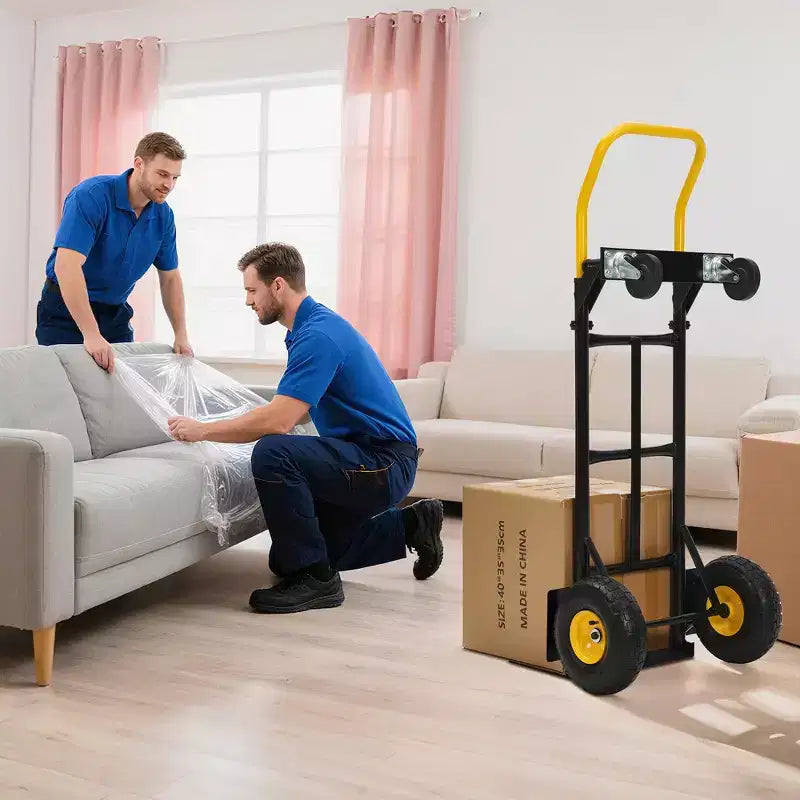 Diable pliable convertible 2-en-1, 4 roues increvables, capacité de 180 kg, pour entrepôt, bureau, usage industriel