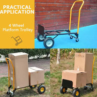Diable pliable convertible 2-en-1, 4 roues increvables, capacité de 180 kg, pour entrepôt, bureau, usage industriel