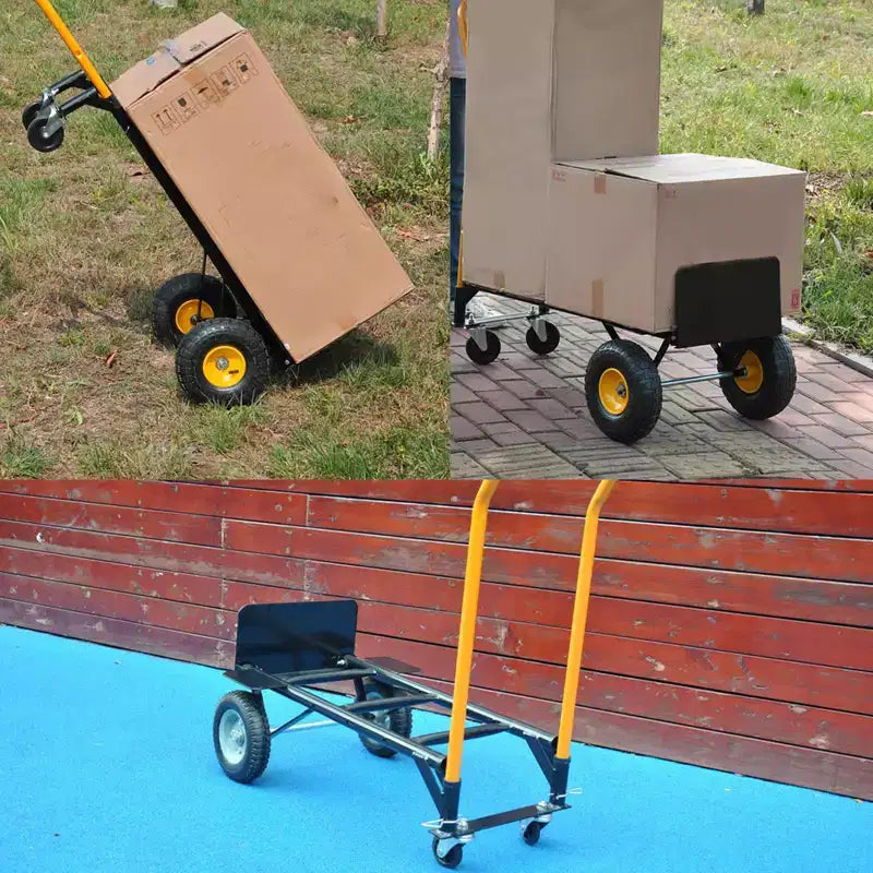 Diable pliable convertible 2-en-1, 4 roues increvables, capacité de 180 kg, pour entrepôt, bureau, usage industriel
