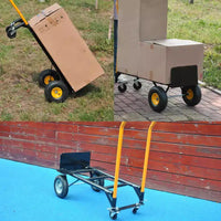 Diable pliable convertible 2-en-1, 4 roues increvables, capacité de 180 kg, pour entrepôt, bureau, usage industriel