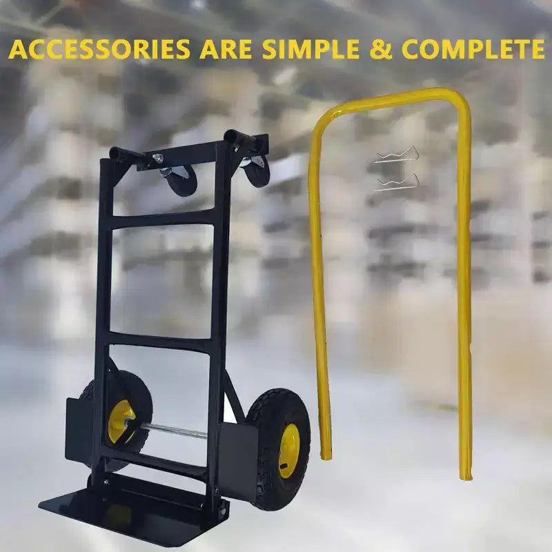 Diable pliable convertible 2-en-1, 4 roues increvables, capacité de 180 kg, pour entrepôt, bureau, usage industriel