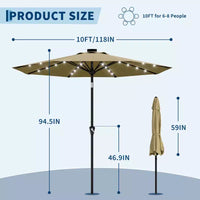 GustoWave Parasol de patio, parasol de table d'extérieur, manivelle, inclinaison à bouton-poussoir et 8 baleines robustes