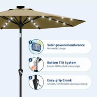 GustoWave Parasol de patio, parasol de table d'extérieur, manivelle, inclinaison à bouton-poussoir et 8 baleines robustes