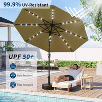 GustoWave Parasol de patio, parasol de table d'extérieur, manivelle, inclinaison à bouton-poussoir et 8 baleines robustes