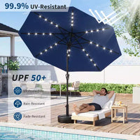 GustoWave Parasol de patio, parasol de table d'extérieur, manivelle, inclinaison à bouton-poussoir et 8 baleines robustes
