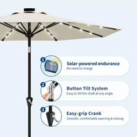 GustoWave Parasol de patio, parasol de table d'extérieur, manivelle, inclinaison à bouton-poussoir et 8 baleines robustes