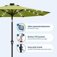 GustoWave Parasol de patio, parasol de table d'extérieur, manivelle, inclinaison à bouton-poussoir et 8 baleines robustes
