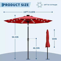 GustoWave Parasol de patio, parasol de table d'extérieur, manivelle, inclinaison à bouton-poussoir et 8 baleines robustes