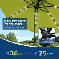 GustoWave Parasol de patio, parasol de table d'extérieur, manivelle, inclinaison à bouton-poussoir et 8 baleines robustes