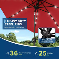 GustoWave Parasol de patio, parasol de table d'extérieur, manivelle, inclinaison à bouton-poussoir et 8 baleines robustes