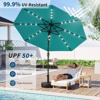 GustoWave Parasol de patio, parasol de table d'extérieur, manivelle, inclinaison à bouton-poussoir et 8 baleines robustes
