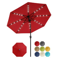 GustoWave Parasol de patio, parasol de table d'extérieur, manivelle, inclinaison à bouton-poussoir et 8 baleines robustes