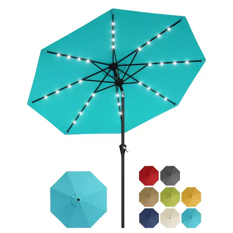 GustoWave Parasol de patio, parasol de table d'extérieur, manivelle, inclinaison à bouton-poussoir et 8 baleines robustes