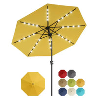 GustoWave Parasol de patio, parasol de table d'extérieur, manivelle, inclinaison à bouton-poussoir et 8 baleines robustes