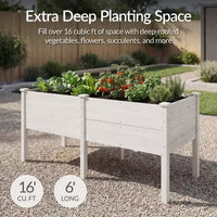 Jardin surélevé Best Choice Products 72 x 24 x 30 po, profondeur supplémentaire de 16 po, support de jardinière surélevé en bois - Blanc