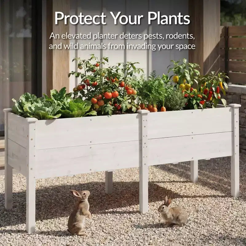 Jardin surélevé Best Choice Products 72 x 24 x 30 po, profondeur supplémentaire de 16 po, support de jardinière surélevé en bois - Blanc