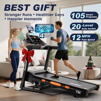 Tapis de course 4-en-1 avec inclinaison de 20 %, tapis de course portables pour la maison avec poignée, tapis de course pliables, 5 CV, 105 programmes