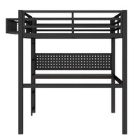 Bellemave lit mezzanine en métal avec bureau et panneau perforé, horloge intégrée et station de charge, panier de rangement, cadre moderne gain de place, tailles Twin XL et Full