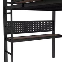 Bellemave lit mezzanine en métal avec bureau et panneau perforé, horloge intégrée et station de charge, panier de rangement, cadre moderne gain de place, tailles Twin XL et Full