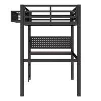 Bellemave lit mezzanine en métal avec bureau et panneau perforé, horloge intégrée et station de charge, panier de rangement, cadre moderne gain de place, tailles Twin XL et Full