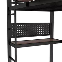 Bellemave lit mezzanine en métal avec bureau et panneau perforé, horloge intégrée et station de charge, panier de rangement, cadre moderne gain de place, tailles Twin XL et Full