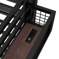 Bellemave lit mezzanine en métal avec bureau et panneau perforé, horloge intégrée et station de charge, panier de rangement, cadre moderne gain de place, tailles Twin XL et Full