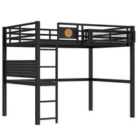 Bellemave lit mezzanine en métal avec bureau et panneau perforé, horloge intégrée et station de charge, panier de rangement, cadre moderne gain de place, tailles Twin XL et Full