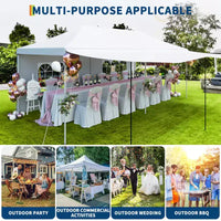 Tente auvent pliante 10x20 avec parois laterales, tente de fête d'extérieur robuste 420D Oxford, abri d'evenement portable, abri d'auto, pare-soleil, blanc