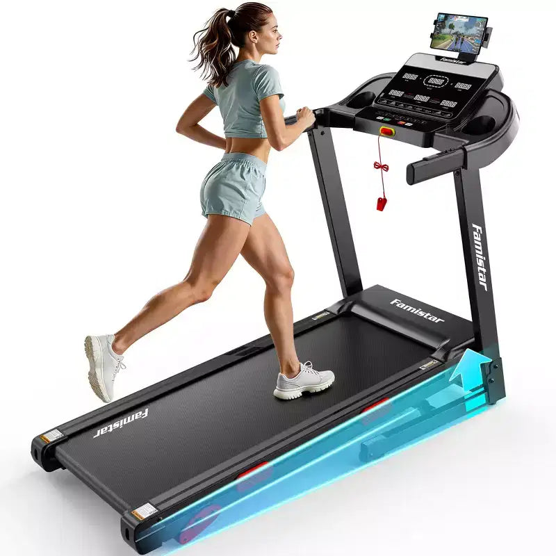 Tapis de course brushless silencieux de 3,5 CV avec capacité de 158 kg, inclinaison réglable et support d'application intelligente