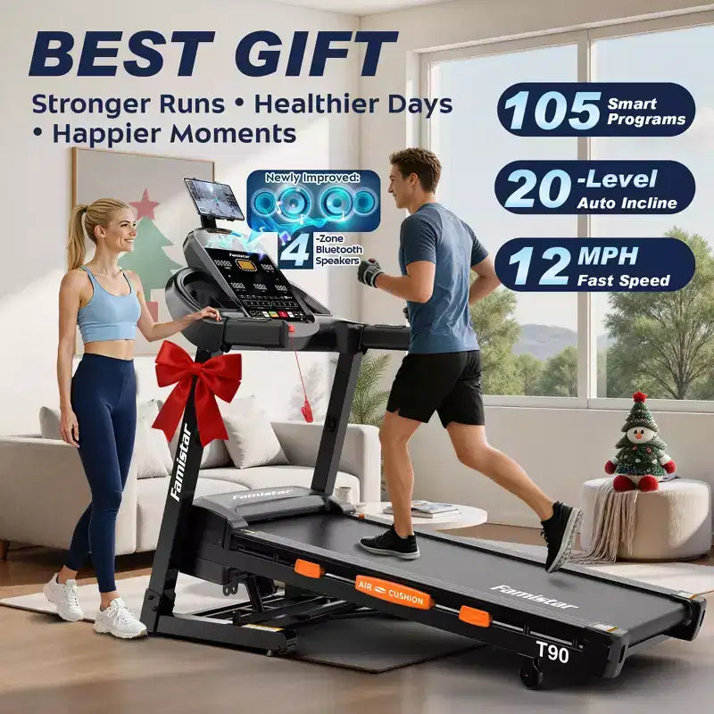 Tapis de course à domicile avec moteur sans balai 5.0HP, capacité de 180 kg, inclinaison automatique 0-20% et connectivité via application