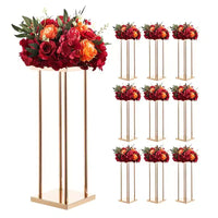 Support de fleurs de mariage VEVOR, support de fleurs colonne de 10 pièces de 60 cm, supports floraux avec stratifié métallique, présentoir floral cubique cylindrique, doré