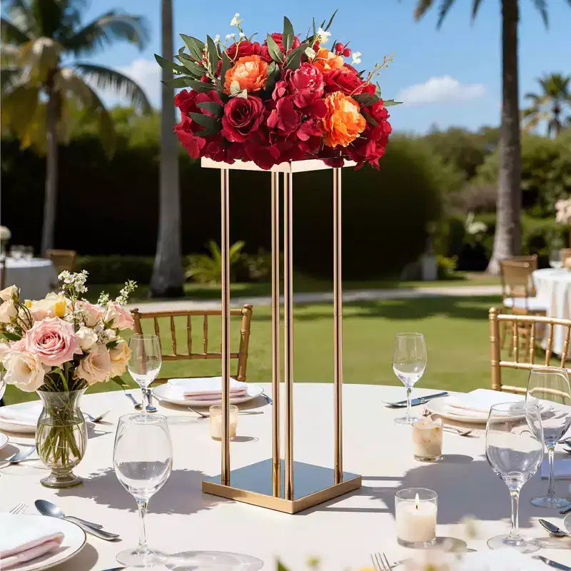 Support de fleurs de mariage VEVOR, support de fleurs colonne de 10 pièces de 60 cm, supports floraux avec stratifié métallique, présentoir floral cubique cylindrique, doré