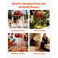 Support de fleurs de mariage VEVOR, support de fleurs colonne de 10 pièces de 60 cm, supports floraux avec stratifié métallique, présentoir floral cubique cylindrique, doré