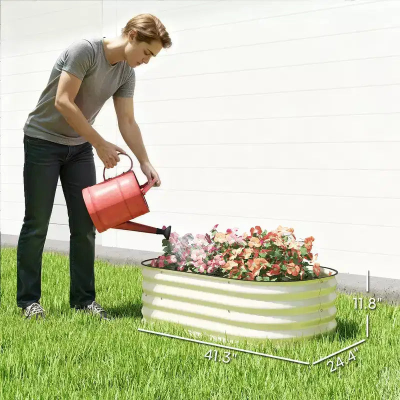 Kit de jardin surélevé galvanisé, jardinière métallique avec bordure de sécurité