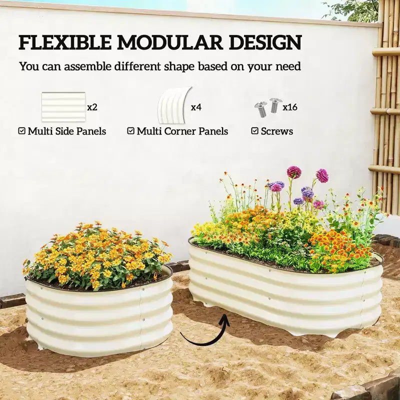 Kit de jardin surélevé galvanisé, jardinière métallique avec bordure de sécurité