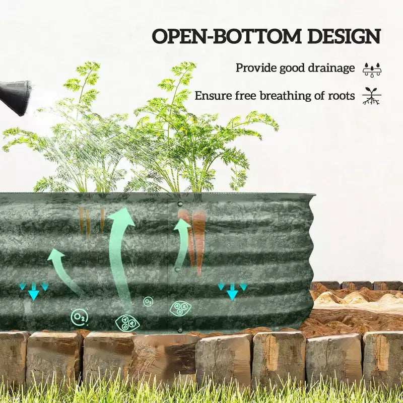 Kit de jardin surélevé galvanisé, jardinière métallique avec bordure de sécurité