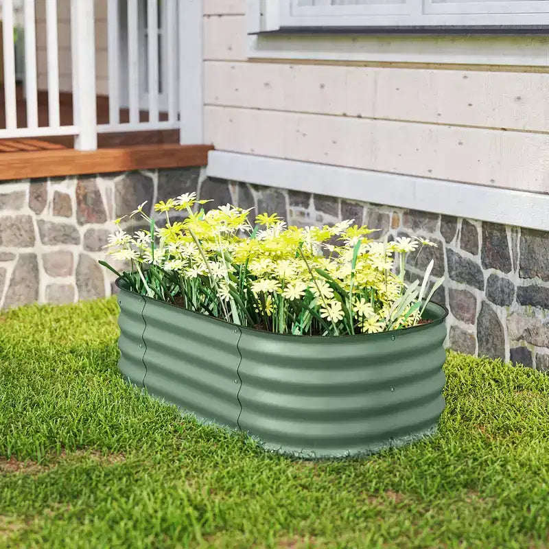 Kit de jardin surélevé galvanisé, jardinière métallique avec bordure de sécurité