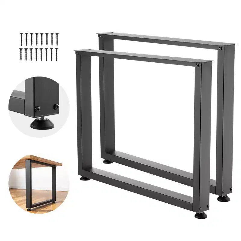 VEVOR Pieds de table, pieds de meuble carrés en acier 29,5 H x 35,4 L, conception modulaire, montage facile, charge max très résistante 2204 lbs, lot de 2, Noir