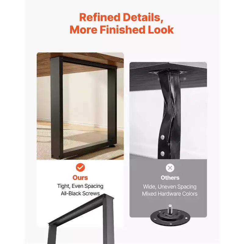 VEVOR Pieds de table, pieds de meuble carrés en acier 29,5 H x 35,4 L, conception modulaire, montage facile, charge max très résistante 2204 lbs, lot de 2, Noir