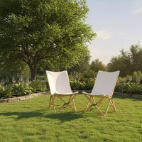 Gymax Lot de 2 chaises papillon pliantes en bambou avec pochette de rangement en toile respirante, capacité de charge de 150 kg, beige/noir