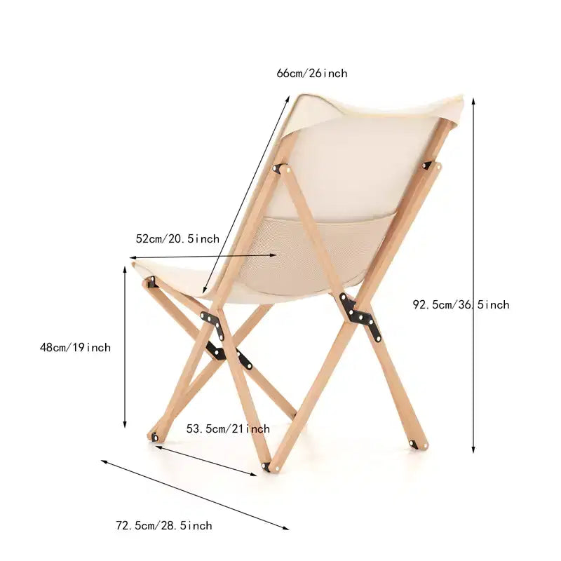Gymax Lot de 2 chaises papillon pliantes en bambou avec pochette de rangement en toile respirante, capacité de charge de 150 kg, beige/noir