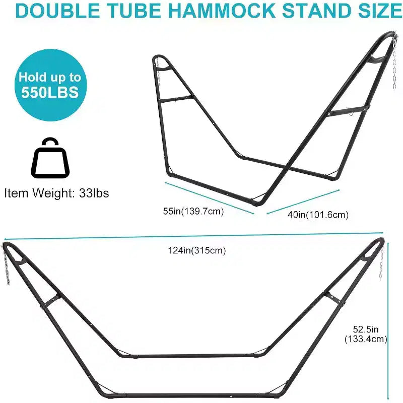 Support de hamac, capacité de 250 kg, conception portable réglable, pour intérieur extérieur jardin camping, (Support uniquement)