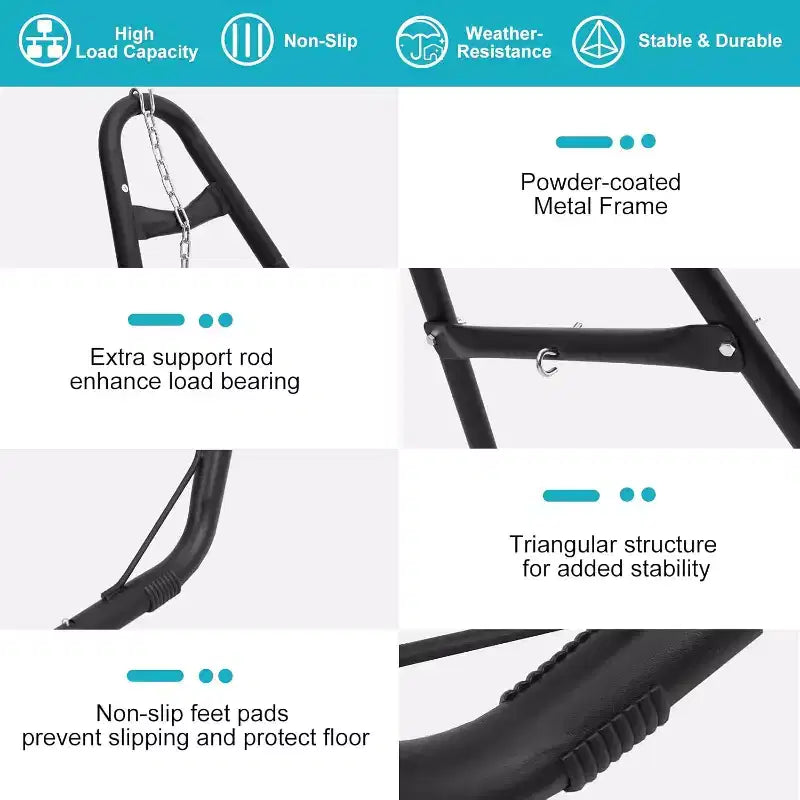 Support de hamac, capacité de 250 kg, conception portable réglable, pour intérieur extérieur jardin camping, (Support uniquement)