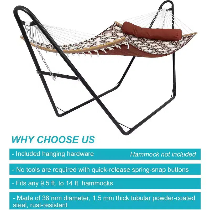 Support de hamac, capacité de 250 kg, conception portable réglable, pour intérieur extérieur jardin camping, (Support uniquement)