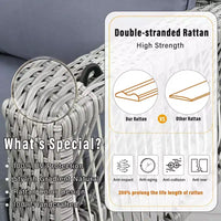 Balançoire de porche en osier de PE de 69 pouces pour 3 personnes avec coussins et tissage durable pour l'extérieur
