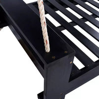 Lit-balancelle de terrasse une place avec cadre en bois d'acacia et cordes en chanvre pour jardin et arrière-cour