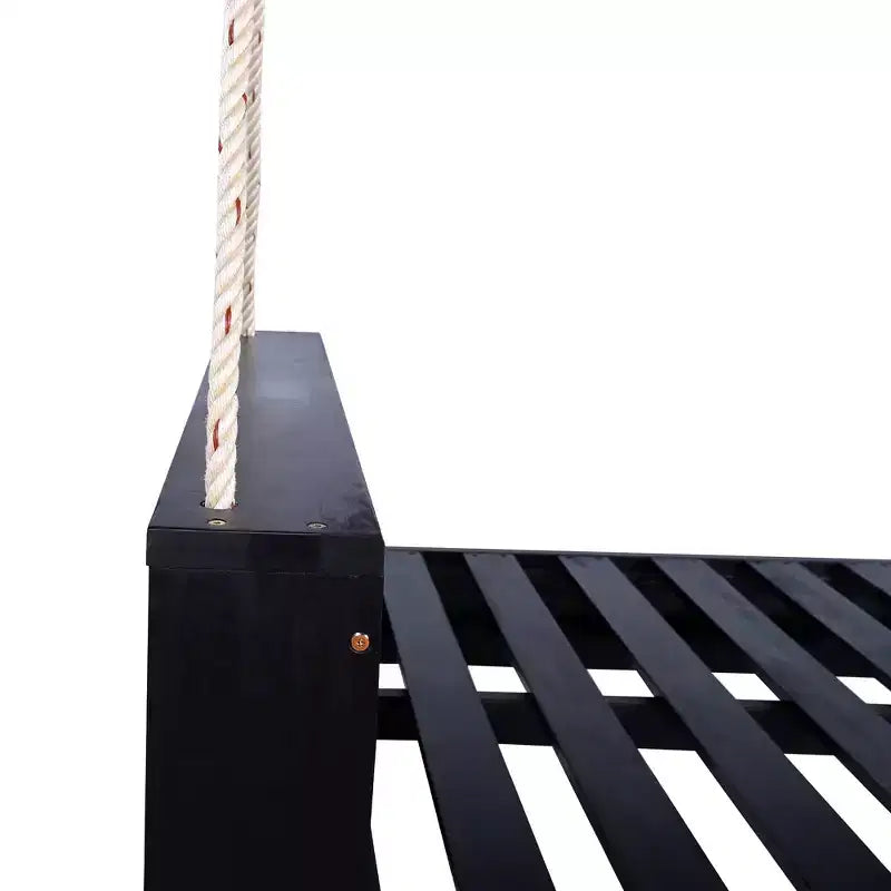 Lit-balancelle de terrasse une place avec cadre en bois d'acacia et cordes en chanvre pour jardin et arrière-cour