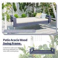 Lit-balancelle de terrasse une place avec cadre en bois d'acacia et cordes en chanvre pour jardin et arrière-cour