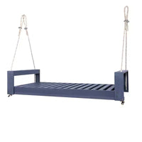 Lit-balancelle de terrasse une place avec cadre en bois d'acacia et cordes en chanvre pour jardin et arrière-cour